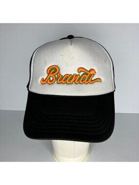Brandi Carlile Trucker Hat Adjustable Snapback Black White Orange Distressed